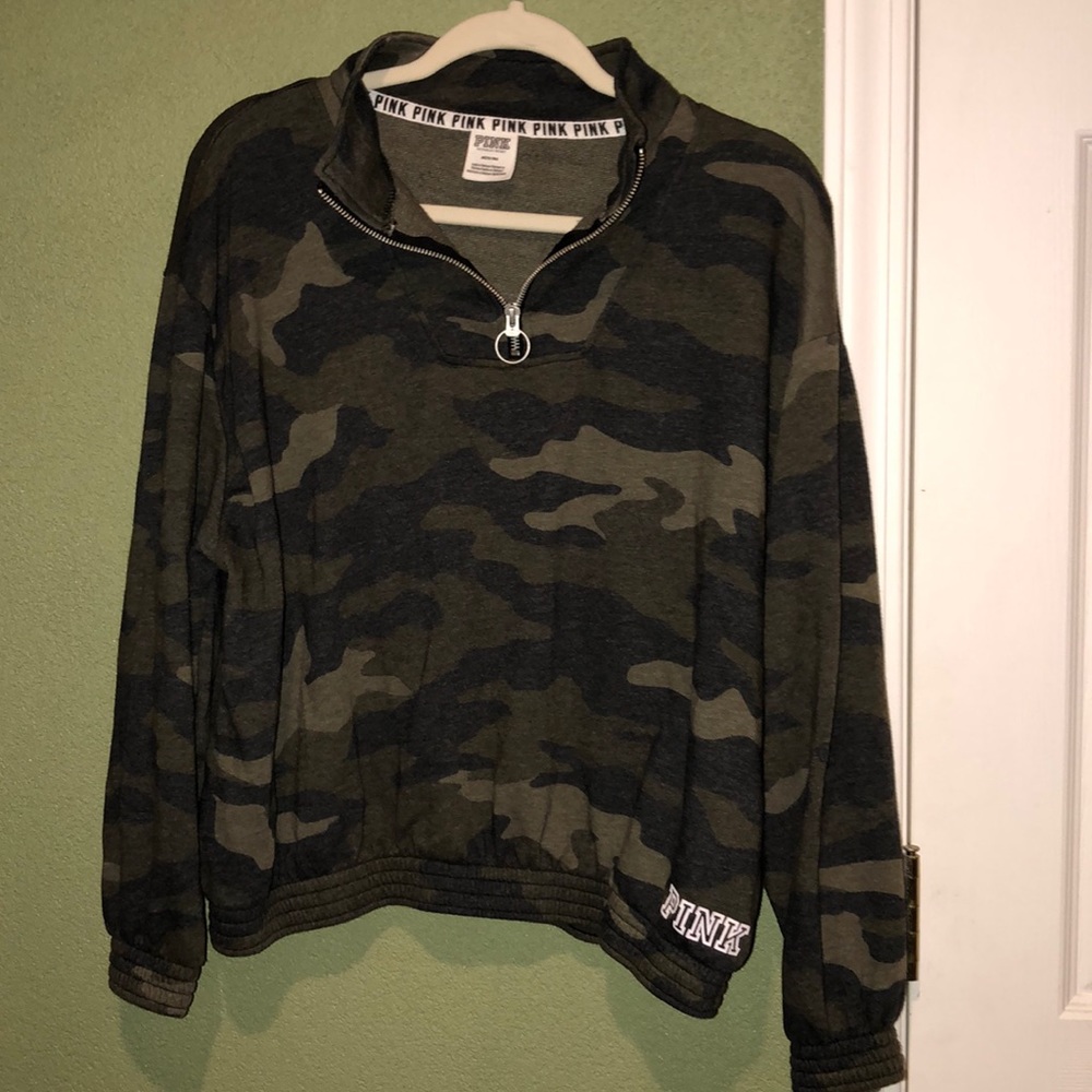 PINK camo half zip